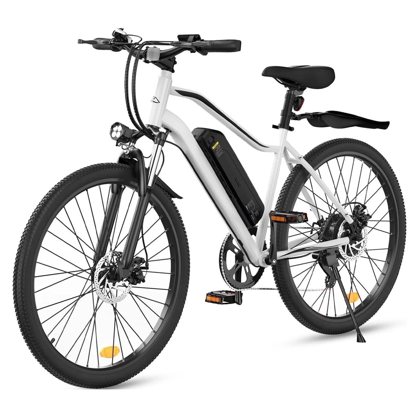 500W Electric Bike Adult,26" Mountain Bicycle Professional ,Front Dual Shock Absorption Ebike,Up 20MPH,55 Miles,35-Speed, Ul-Certified,42V 10.8AH Removable Battery,White