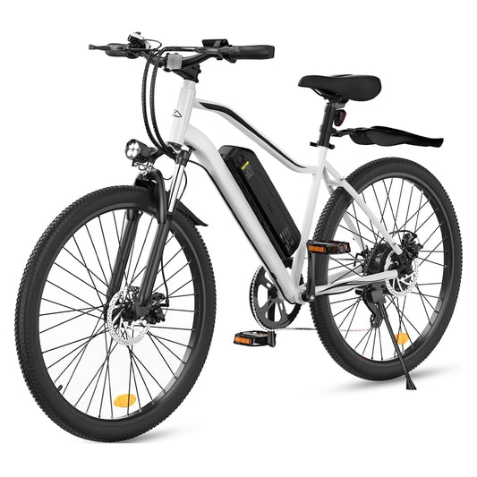 500W Electric Bike Adult,26" Mountain Bicycle Professional ,Front Dual Shock Absorption Ebike,Up 20MPH,55 Miles,35-Speed, Ul-Certified,42V 10.8AH Removable Battery,White