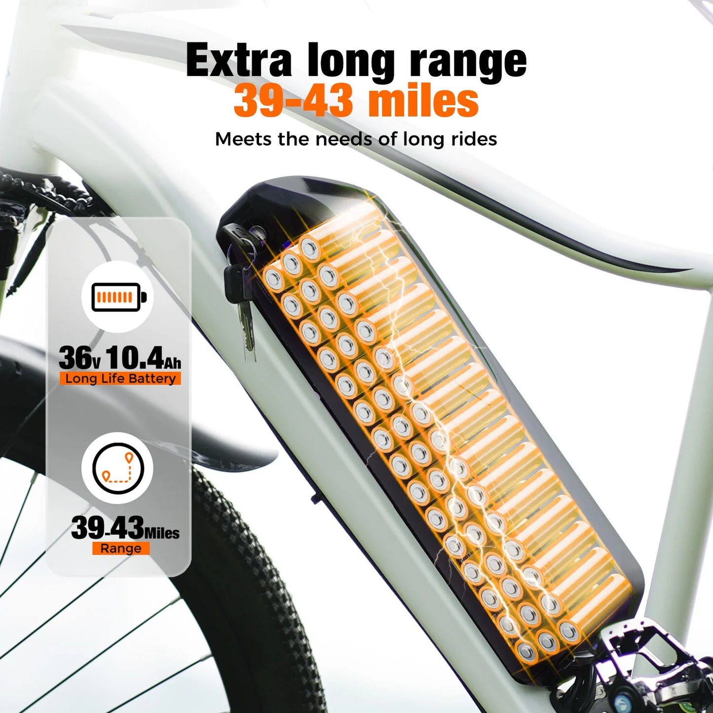 500W Electric Bike Adult,26" Mountain Bicycle Professional ,Front Dual Shock Absorption Ebike,Up 20MPH,55 Miles,35-Speed, Ul-Certified,42V 10.8AH Removable Battery,White