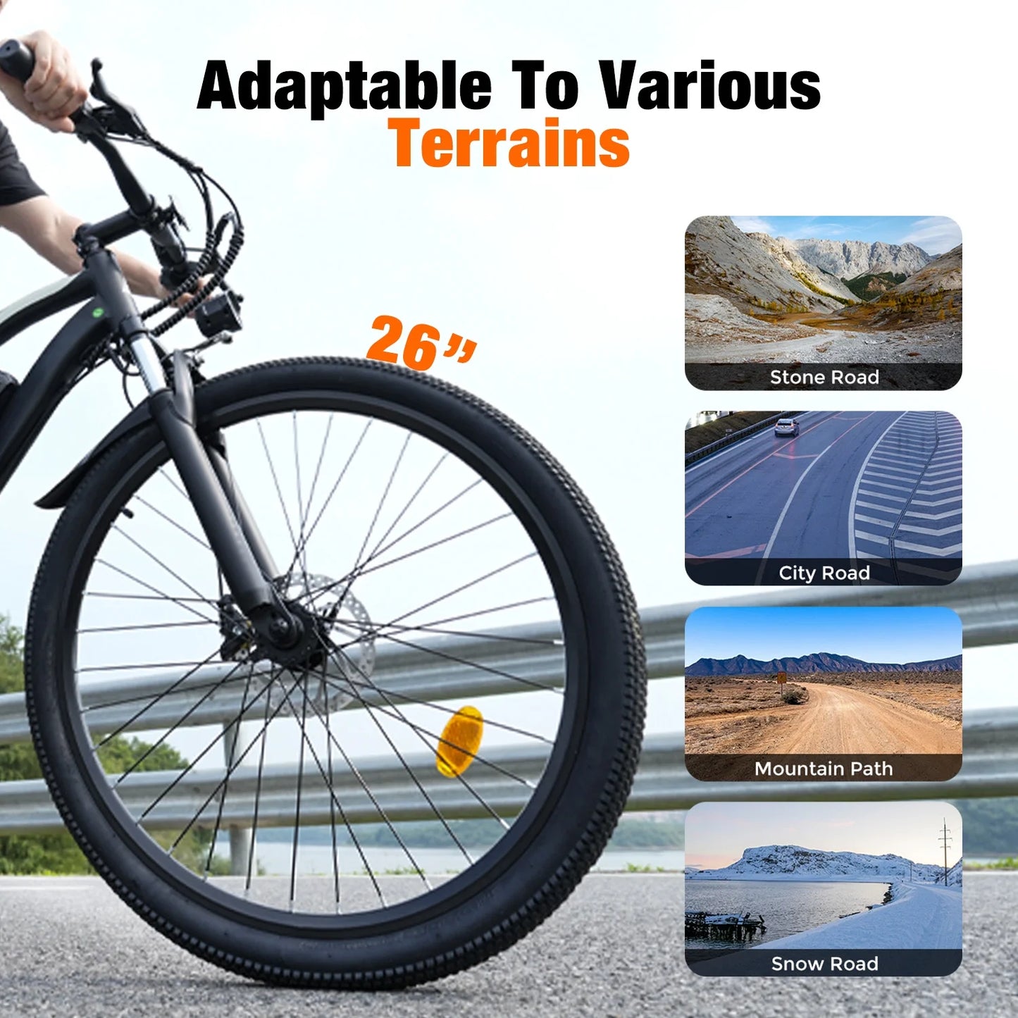 500W Electric Bike Adult,26" Mountain Bicycle Professional ,Front Dual Shock Absorption Ebike,Up 20MPH,55 Miles,35-Speed, Ul-Certified,42V 10.8AH Removable Battery,White